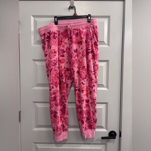 Old Navy Women XL Jogger Sweatpants Floral Flower Pattern Shabby Chic Pink Red